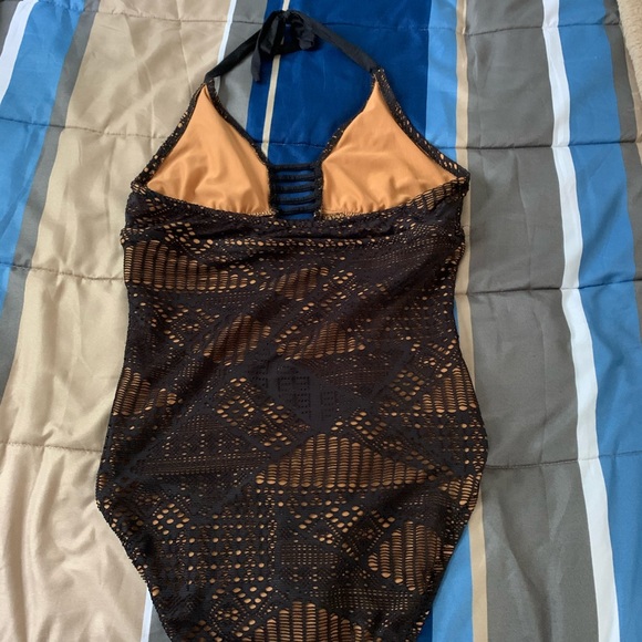 Black & Nude One Piece Bathing Suit - Picture 3 of 4